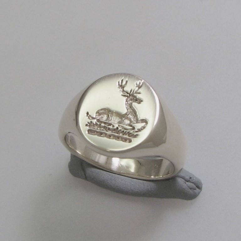 Stag Laying engraved signet ring