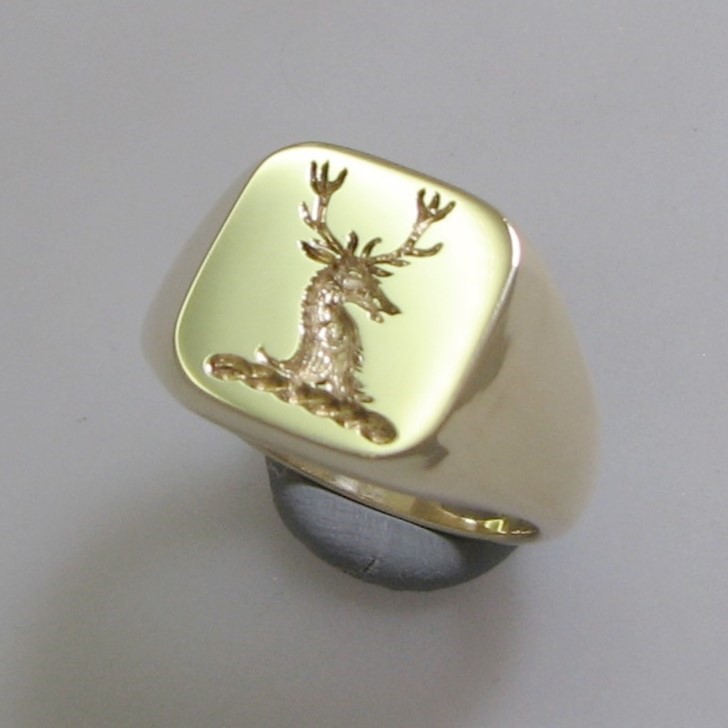 Cushion shape 9ct signet rings 